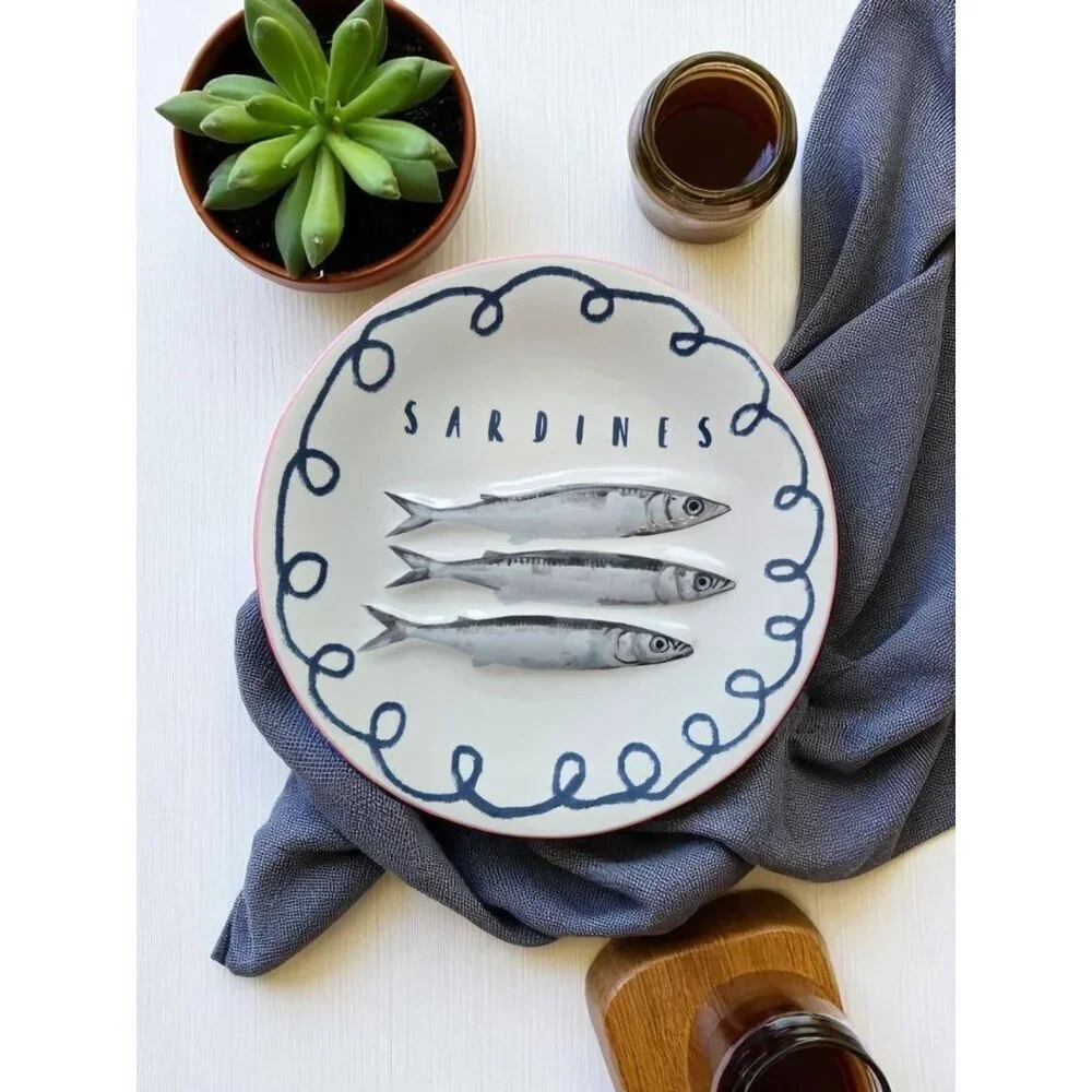 New Appetizer 3D 3 SARDINE FISH CERAMIC SALAD Side Party PLATE 9